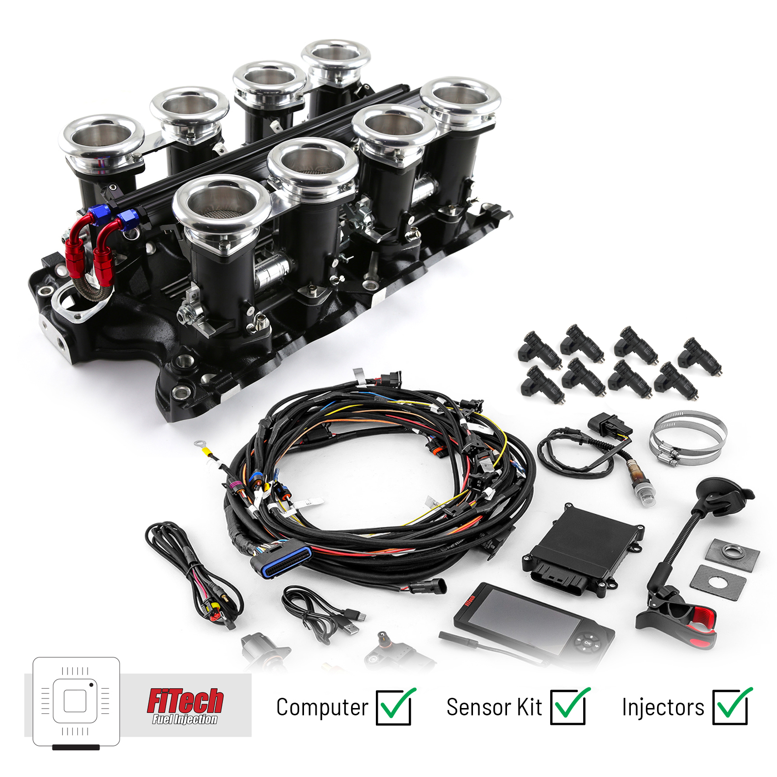 Speedmaster® 1-135-011-02 Ford 429 460 Downdraft + FiTech Ultra EFI Fuel Injection System [Black]