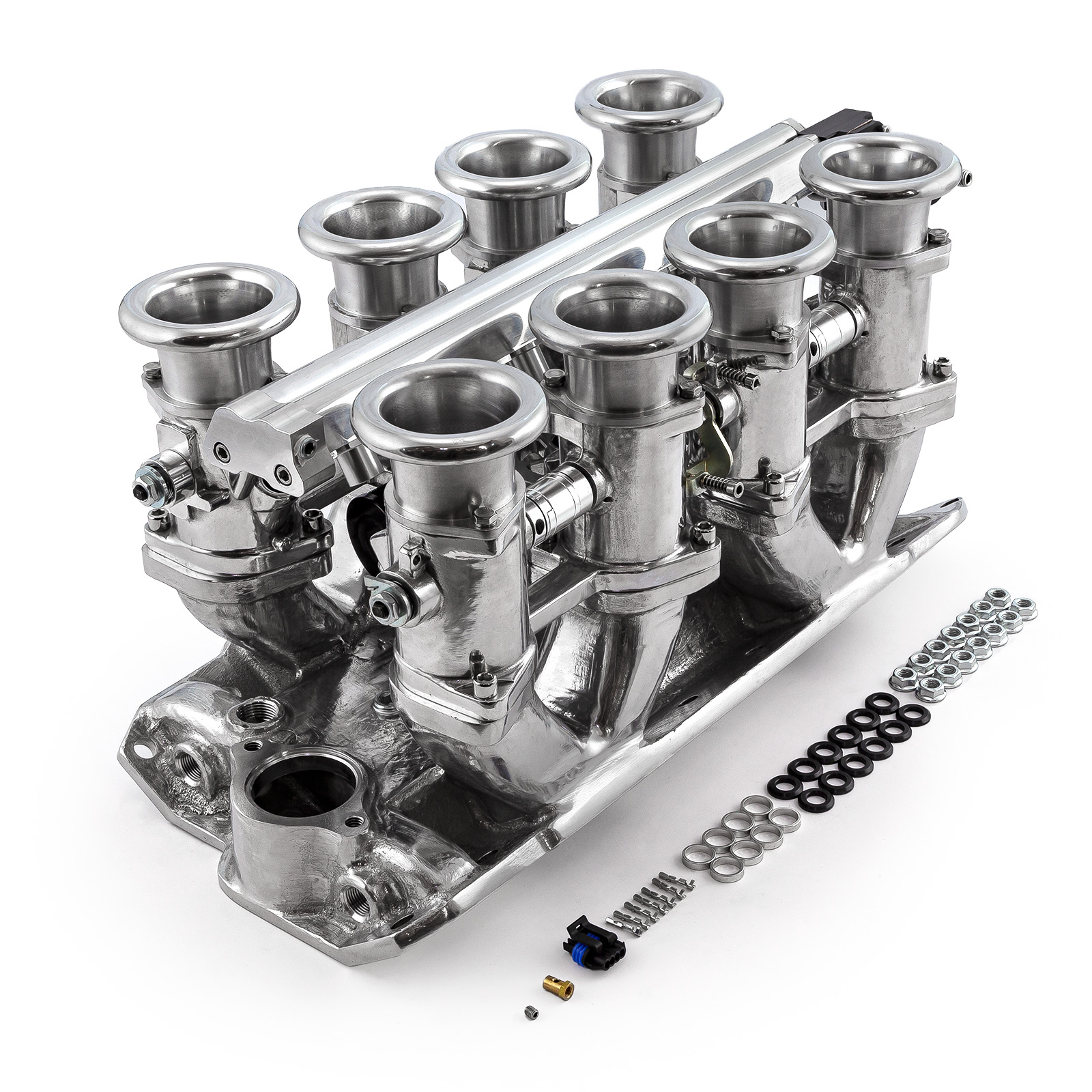 Chevy SBC 350 Downdraft EFI Stack Intake Manifold System Complete Polished