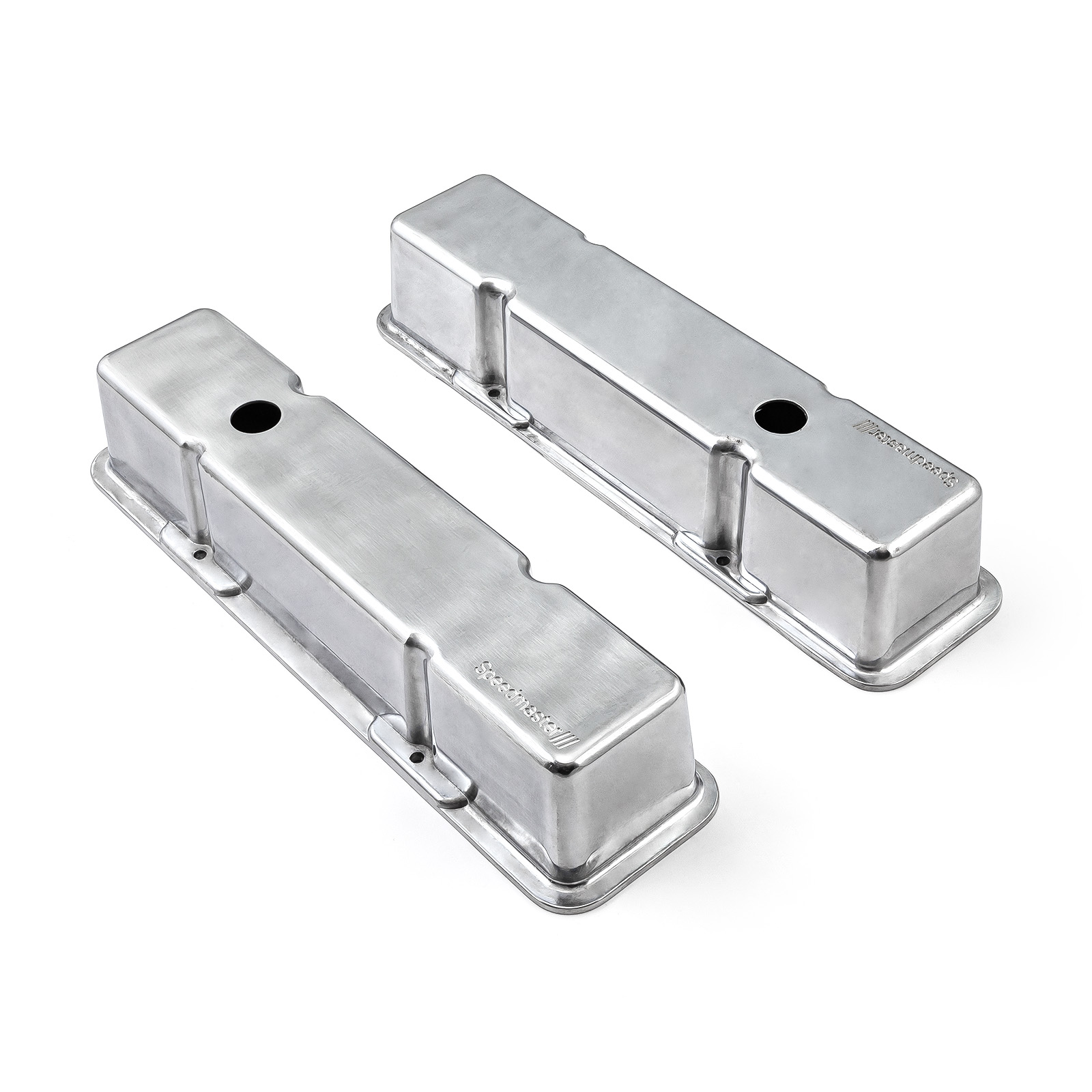 Speedmaster® 1-314-001-01 Chevy SBC 350 Aluminum Valve Covers Tall w/Hole [Polished]