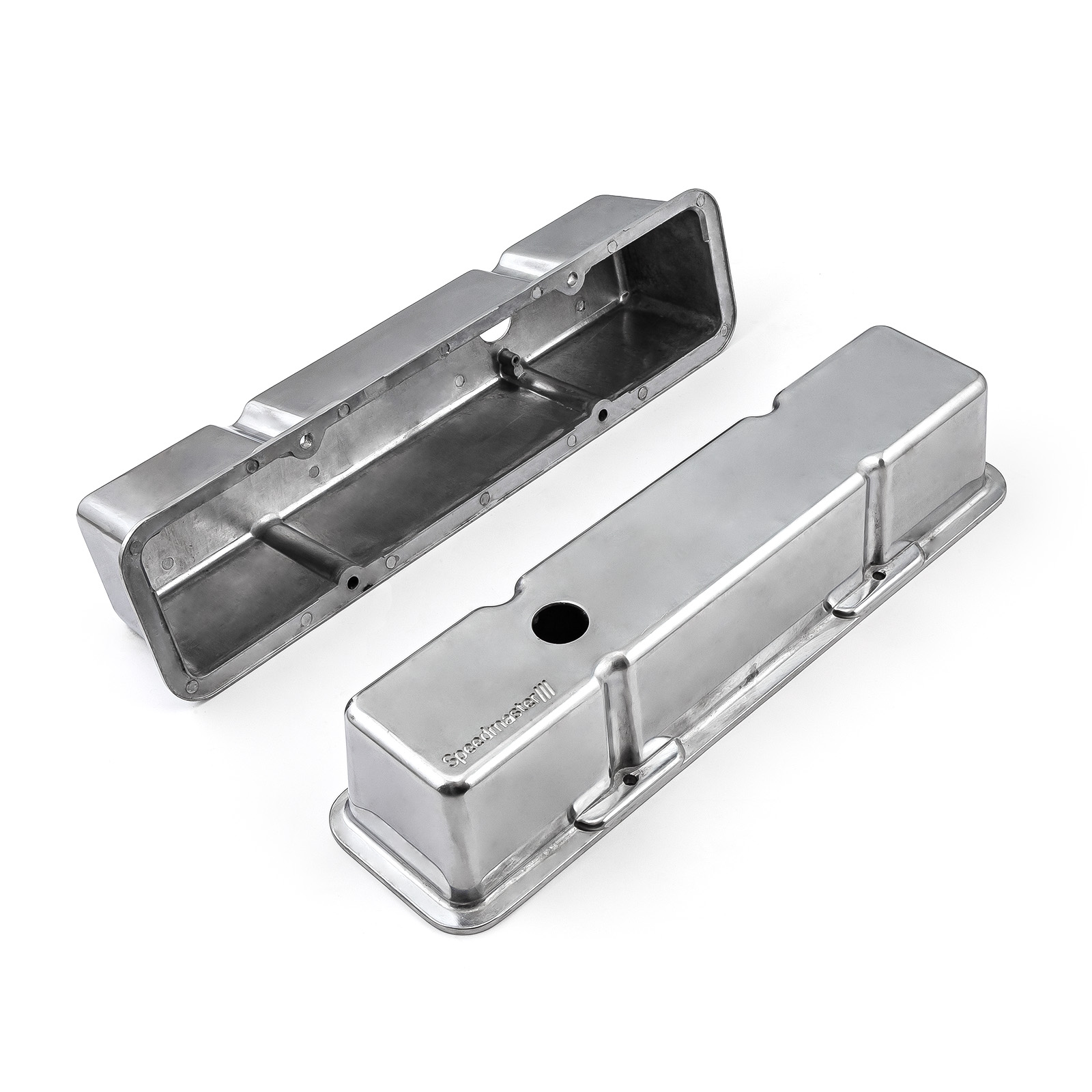 Speedmaster® 1-314-001-01 Chevy SBC 350 Aluminum Valve Covers Tall w/Hole [Polished]
