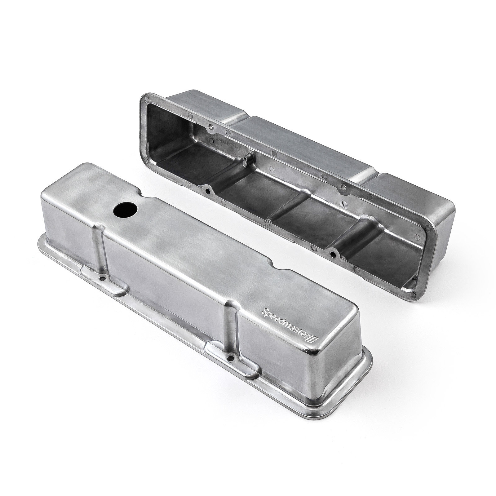 Speedmaster® 1-314-001-01 Chevy SBC 350 Aluminum Valve Covers Tall w/Hole [Polished]