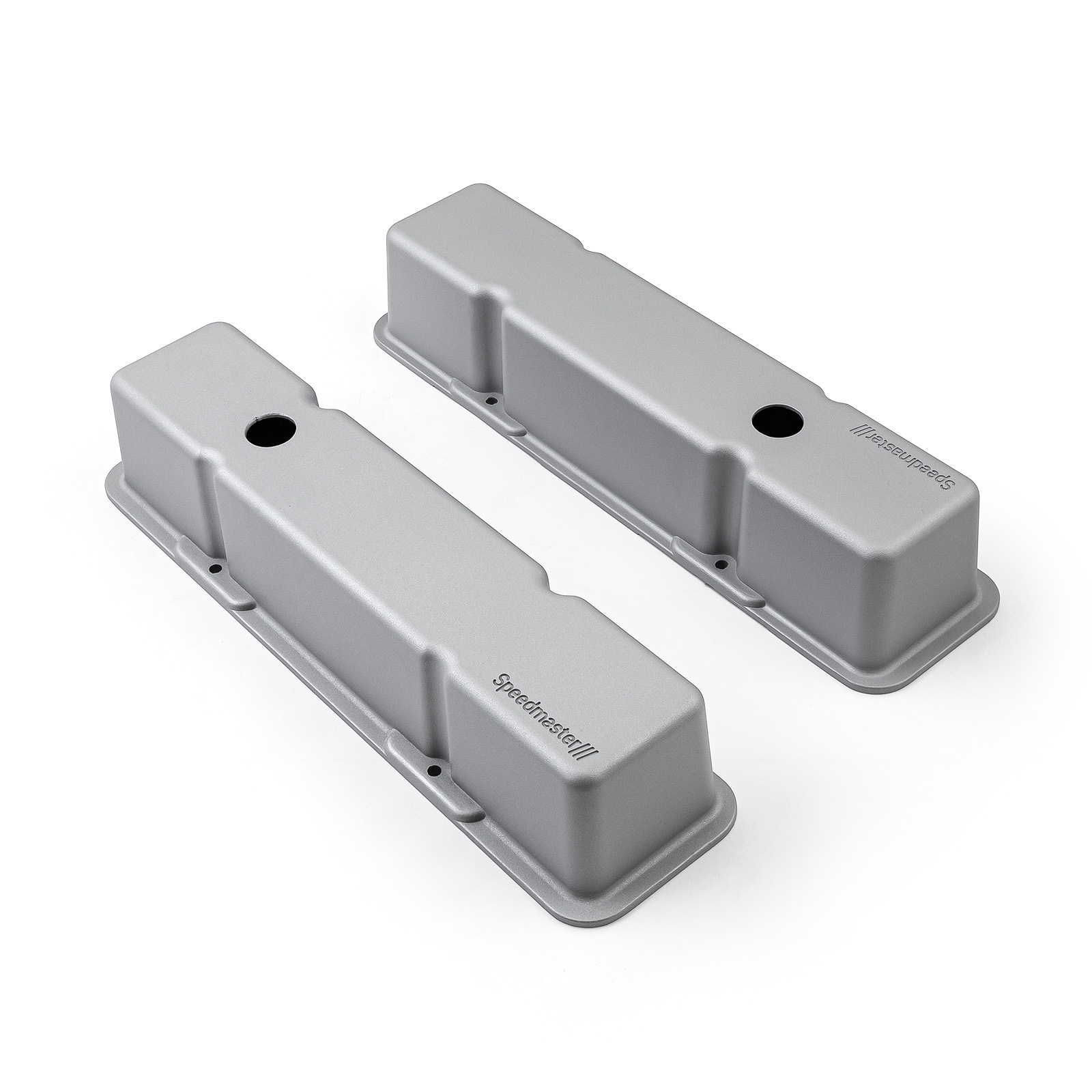 Speedmaster® 1-314-001-02 Chevy SBC 350 Aluminum Valve Covers Tall w/Hole [Silver]