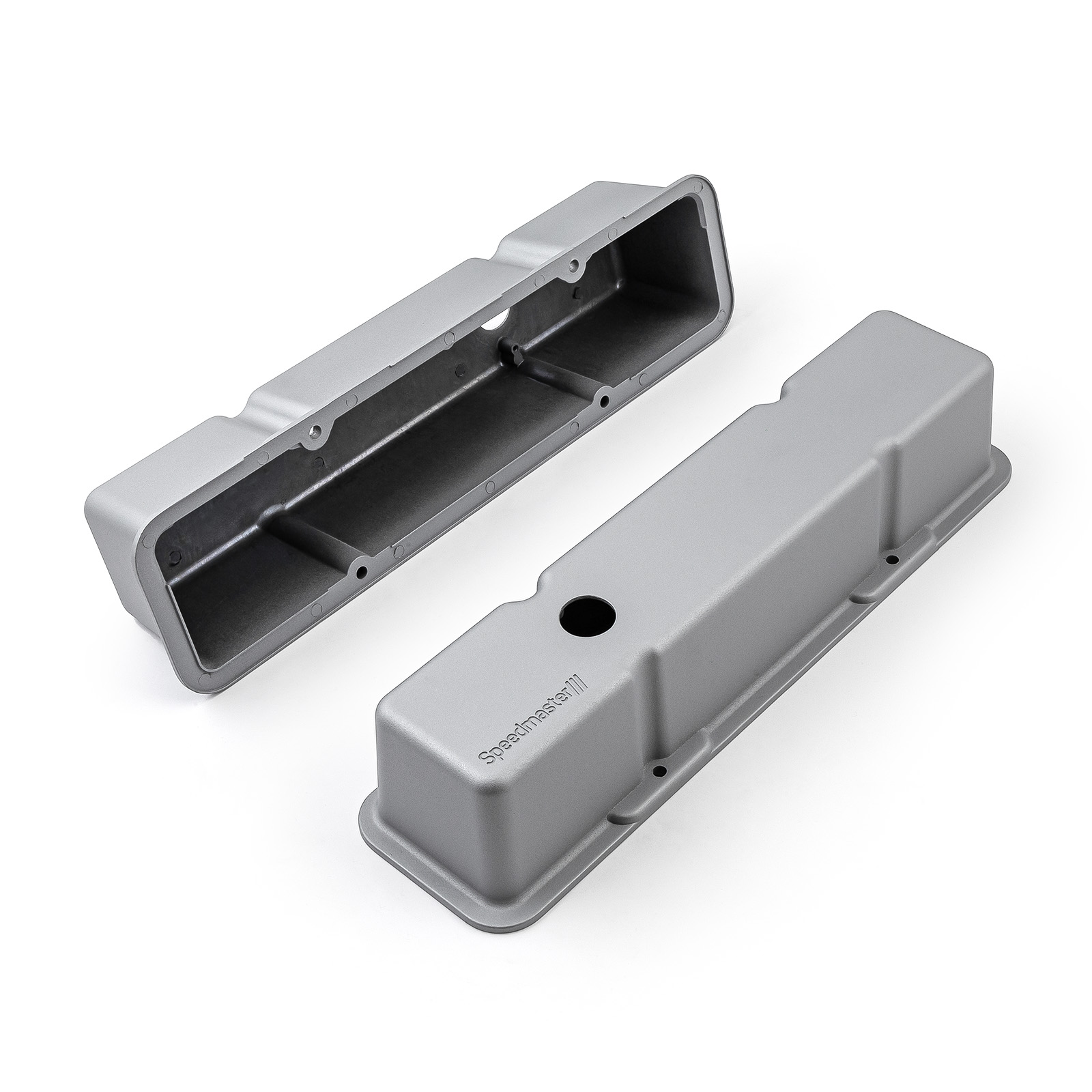Speedmaster® 1-314-001-02 Chevy SBC 350 Aluminum Valve Covers Tall w/Hole [Silver]