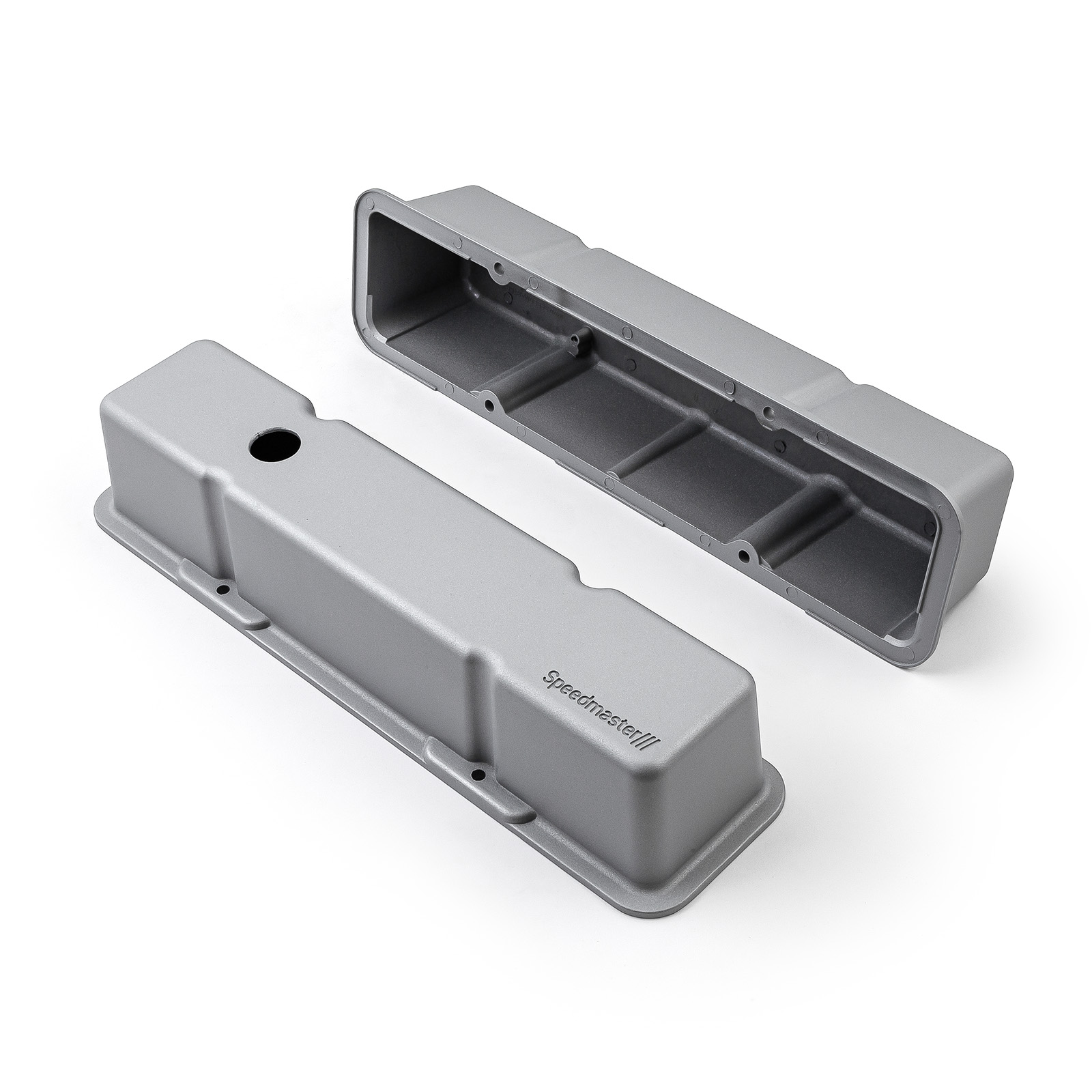 Speedmaster® 1-314-001-02 Chevy SBC 350 Aluminum Valve Covers Tall w/Hole [Silver]