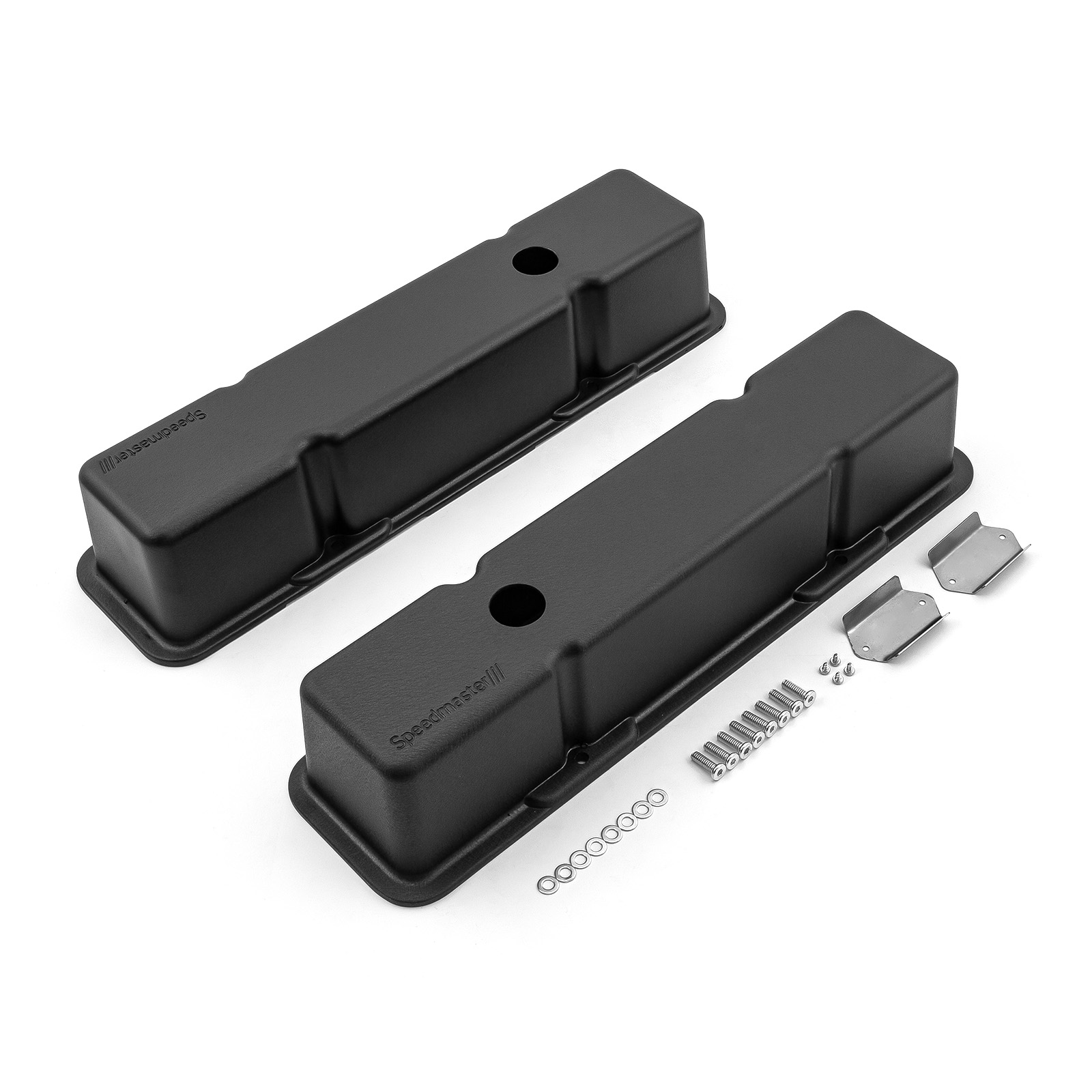 Speedmaster® 1-314-001-03 Chevy SBC 350 Aluminum Valve Covers Tall w/Hole [Black]