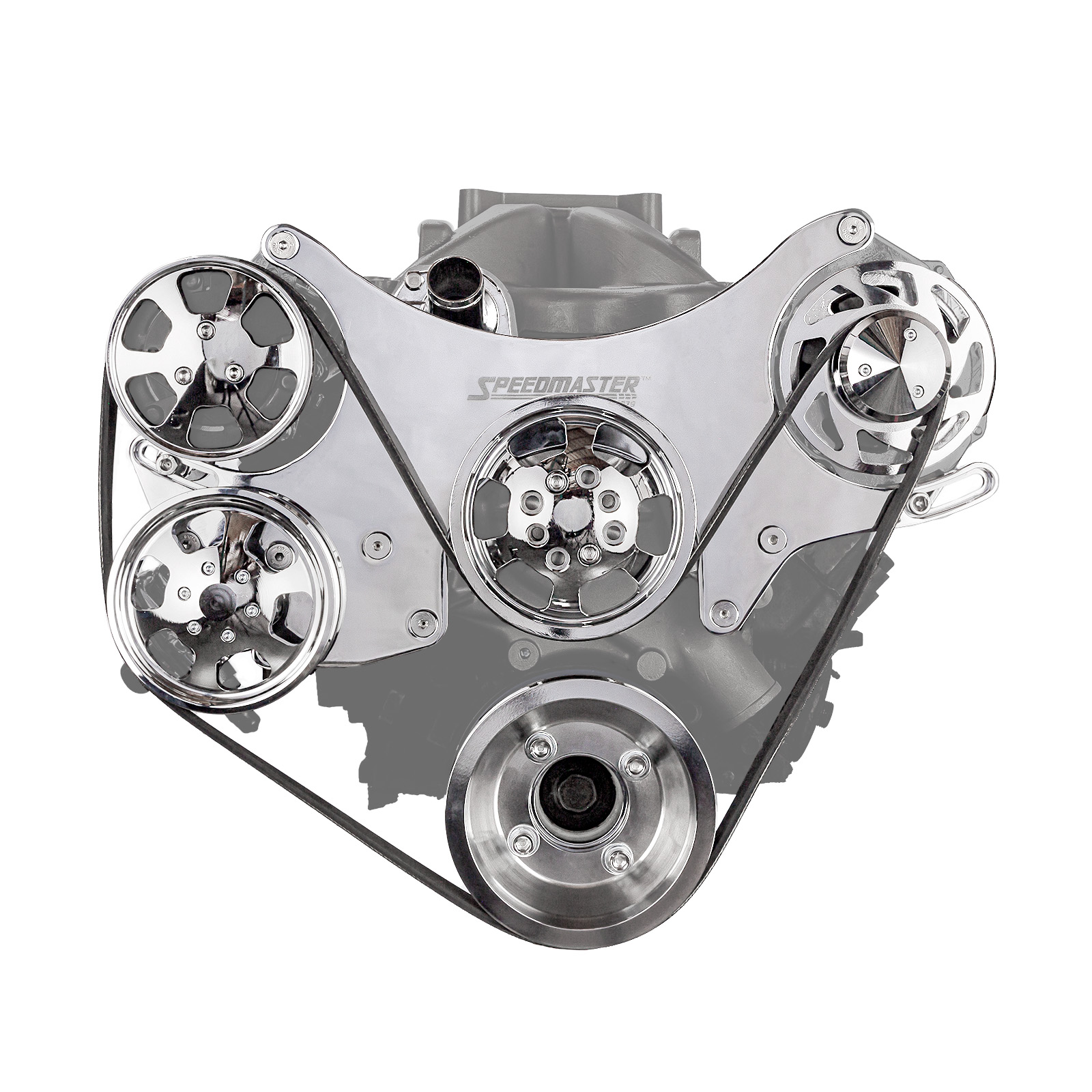 Speedmaster® 1-415-003-01 Ford SB 289 302 351w Aluminum Complete Serpentine Engine Pulley Kit [Polished]