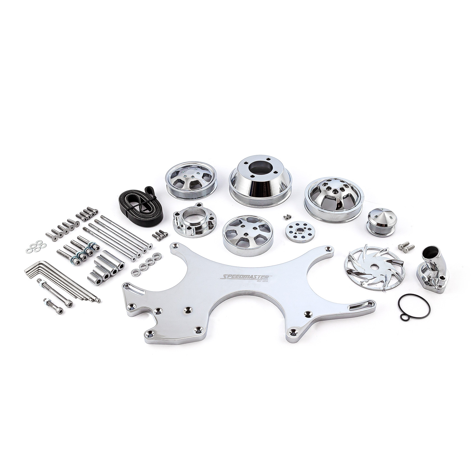 Speedmaster® 1-415-003-01 Ford SB 289 302 351w Aluminum Complete Serpentine Engine Pulley Kit [Polished]