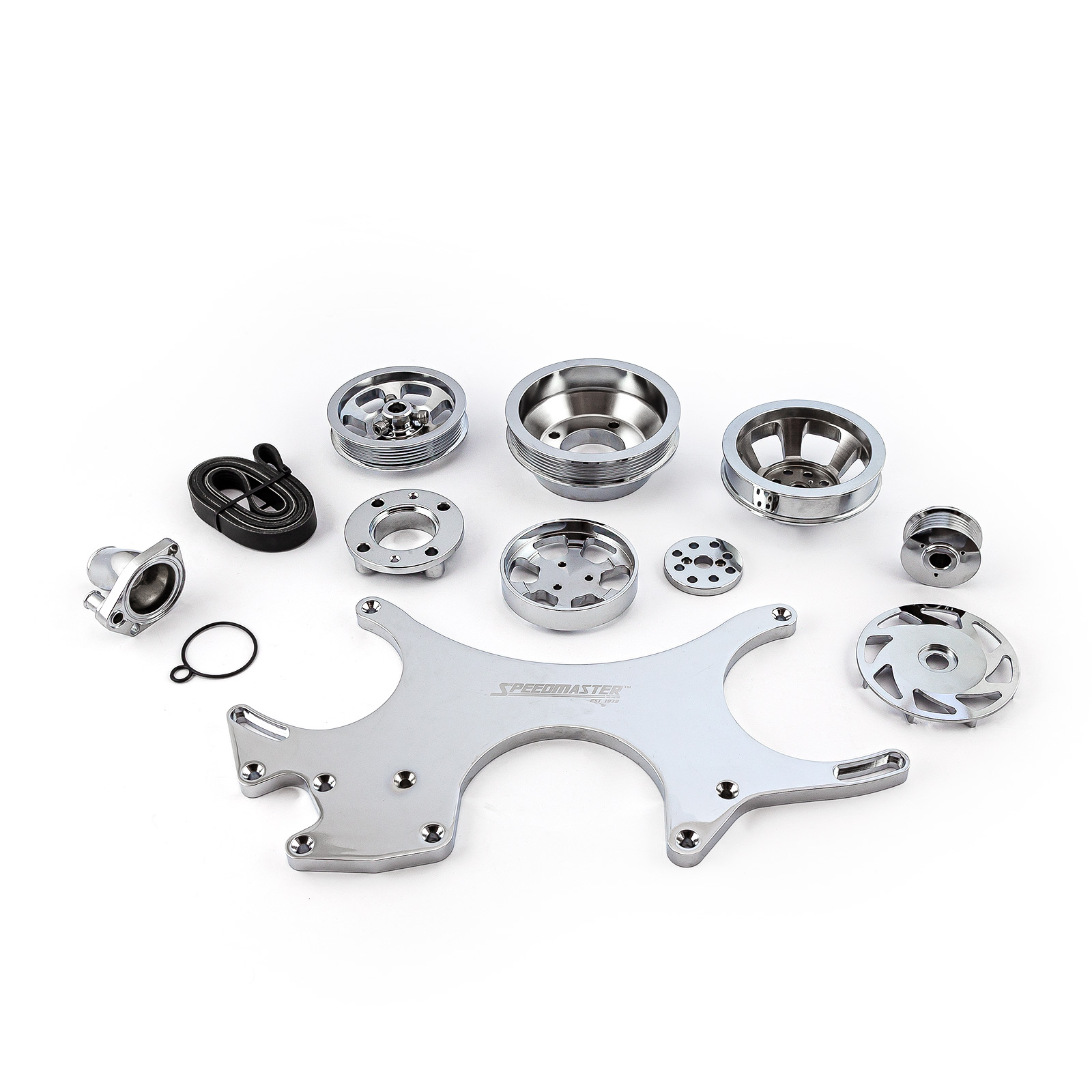 Speedmaster® 1-415-003-01 Ford SB 289 302 351w Aluminum Complete Serpentine Engine Pulley Kit [Polished]