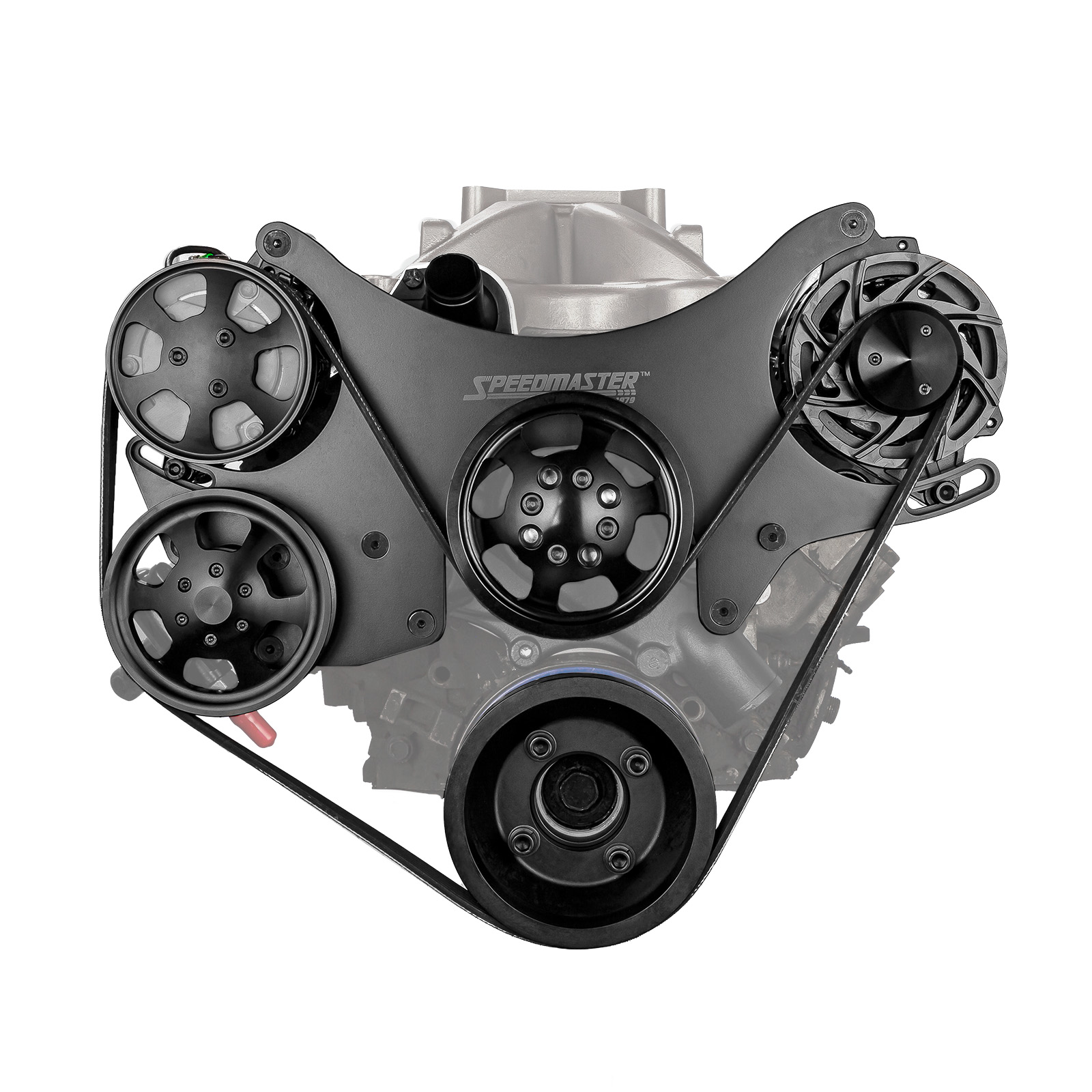 Ford SB 289 302 351w Aluminum Complete Serpentine Engine Pulley Kit [Black]