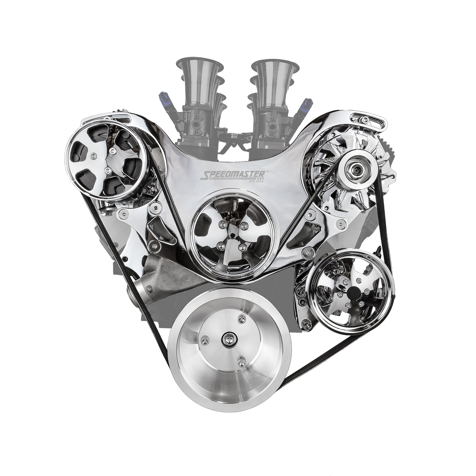 Chevy BBC 454 Aluminum Complete Serpentine Belt Drive System Kit [Polished]