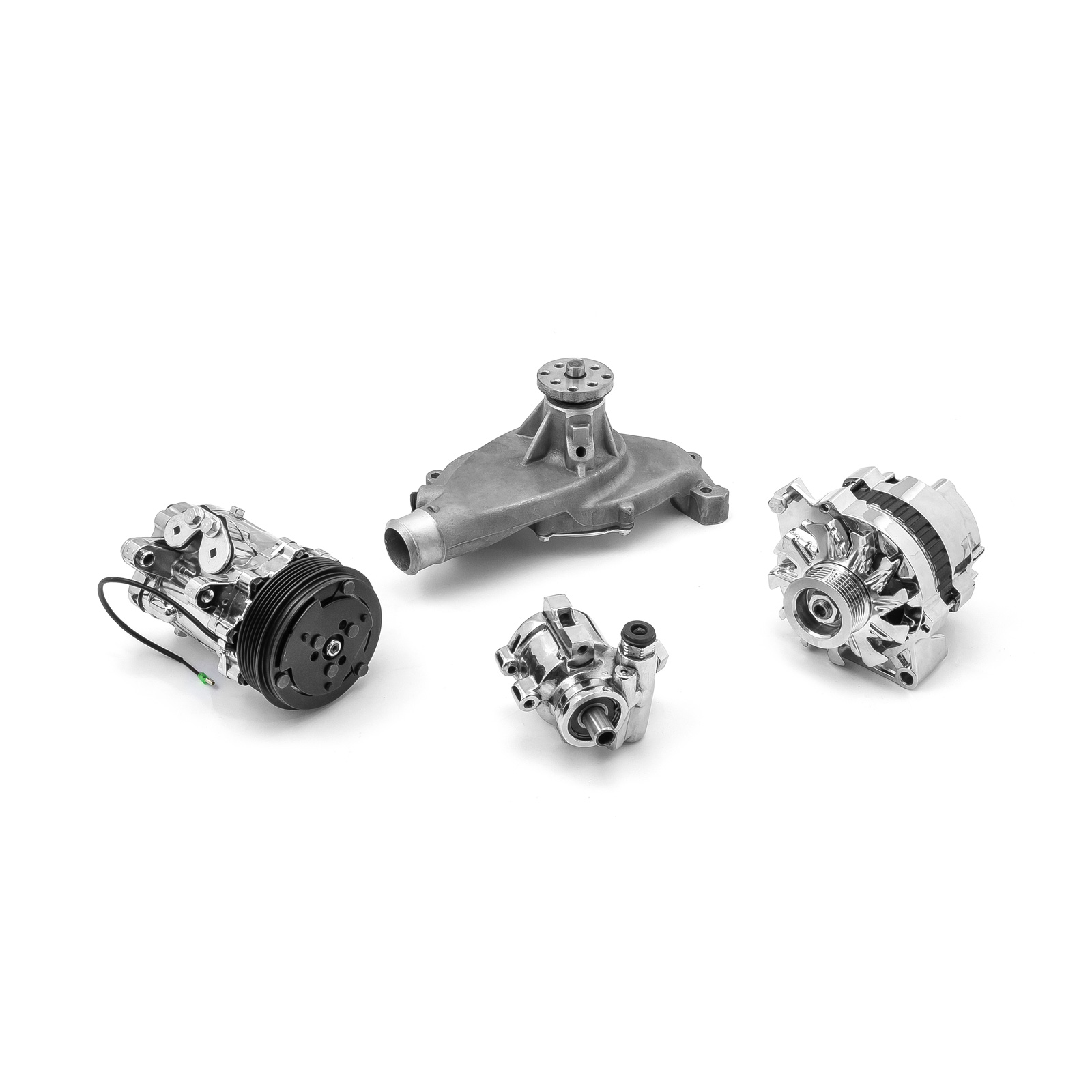 Speedmaster® 1-673-002-01 Chevy BBC 454 Aluminum Complete Serpentine Belt Drive System Kit [Polished]