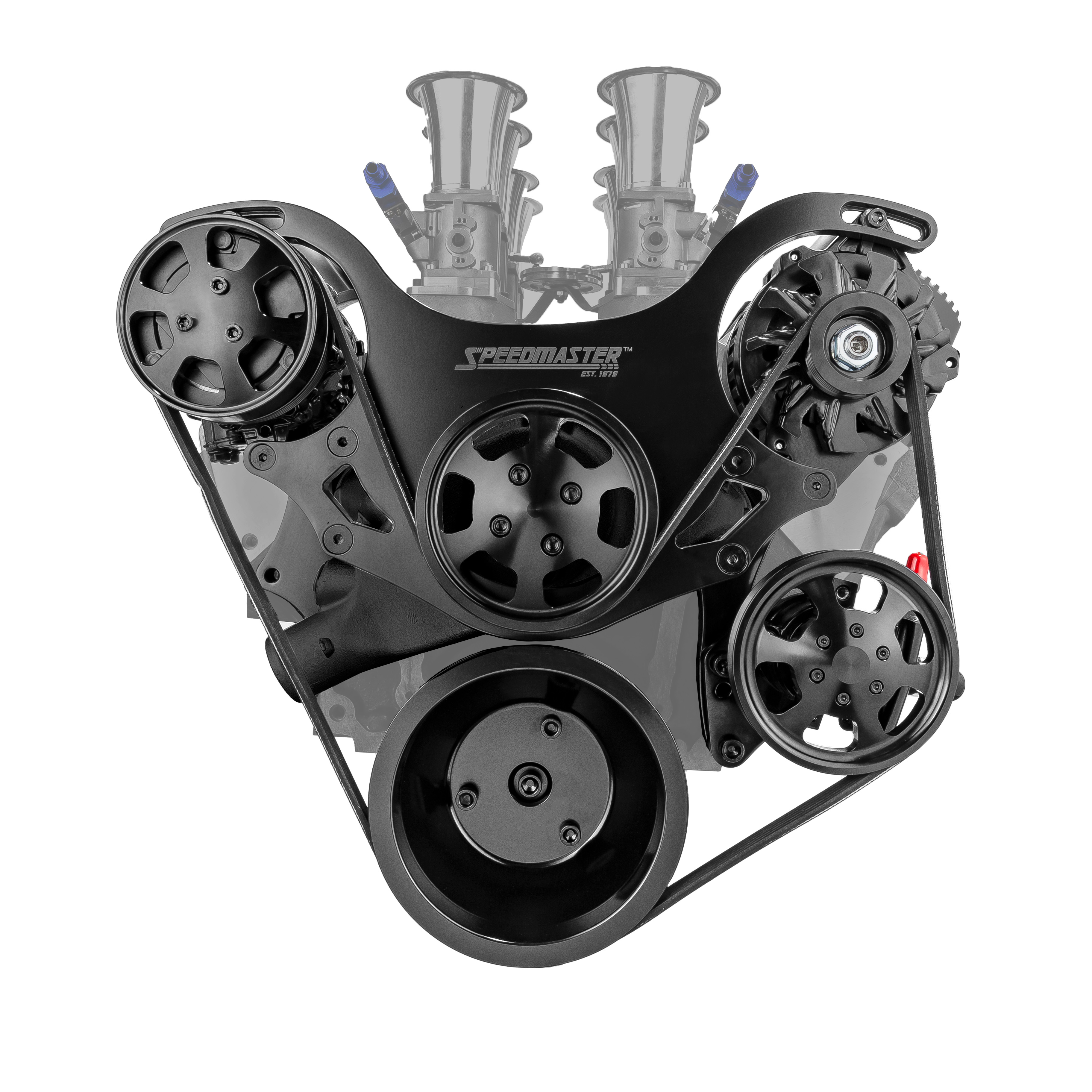 Speedmaster® 1-673-002-02 Chevy BBC 454 Aluminum Complete Serpentine Belt Drive System Kit [Black]