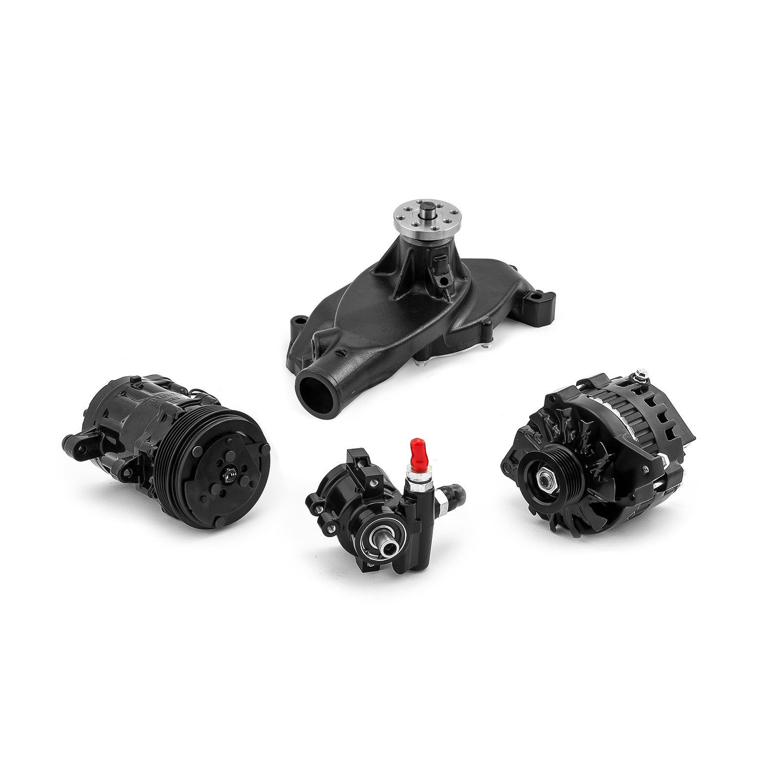 Speedmaster® 1-673-002-02 Chevy BBC 454 Aluminum Complete Serpentine Belt Drive System Kit [Black]