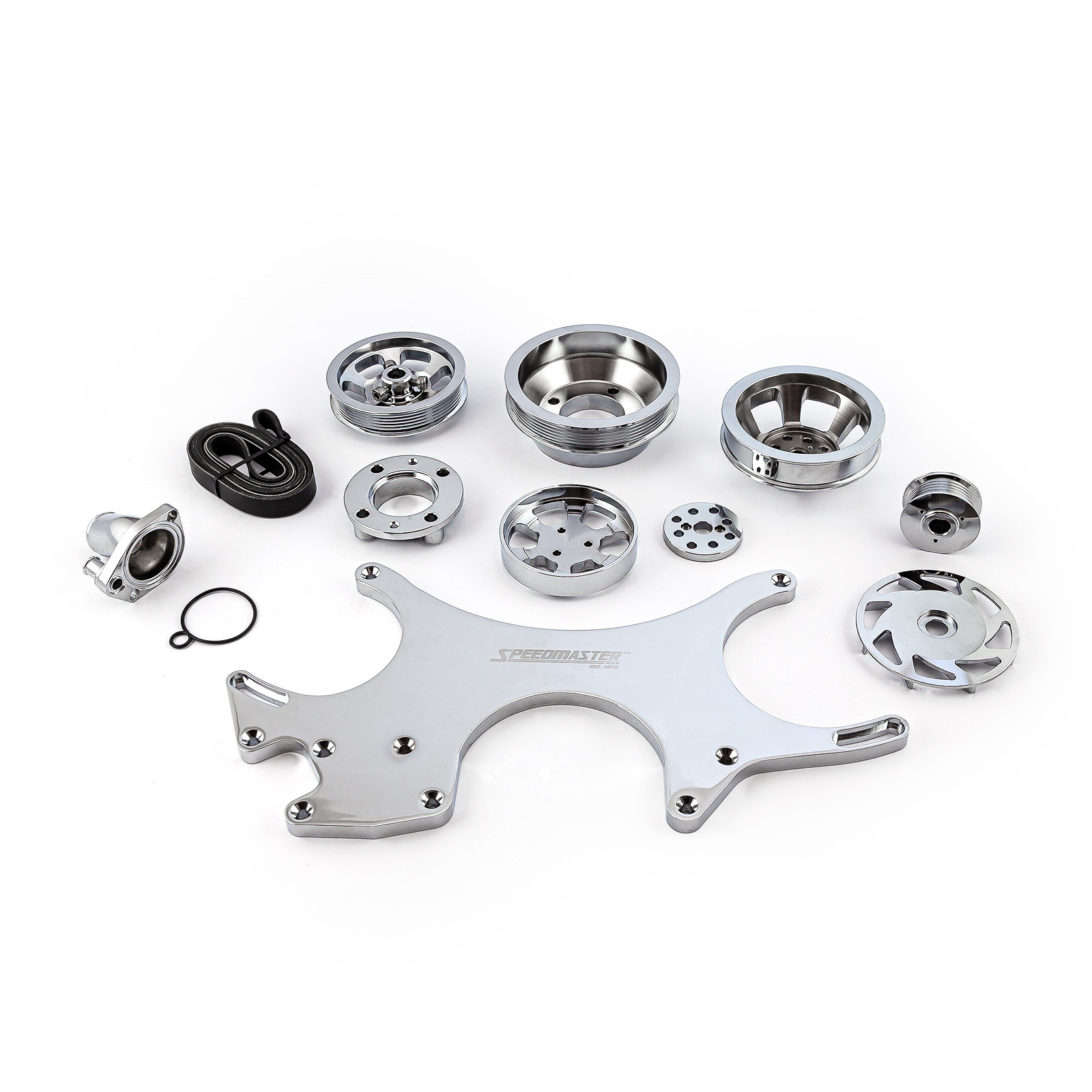 Speedmaster® 1-673-003-01 Ford SB 289 302 351w Aluminum Complete Serpentine Belt Drive System Kit [Polished]