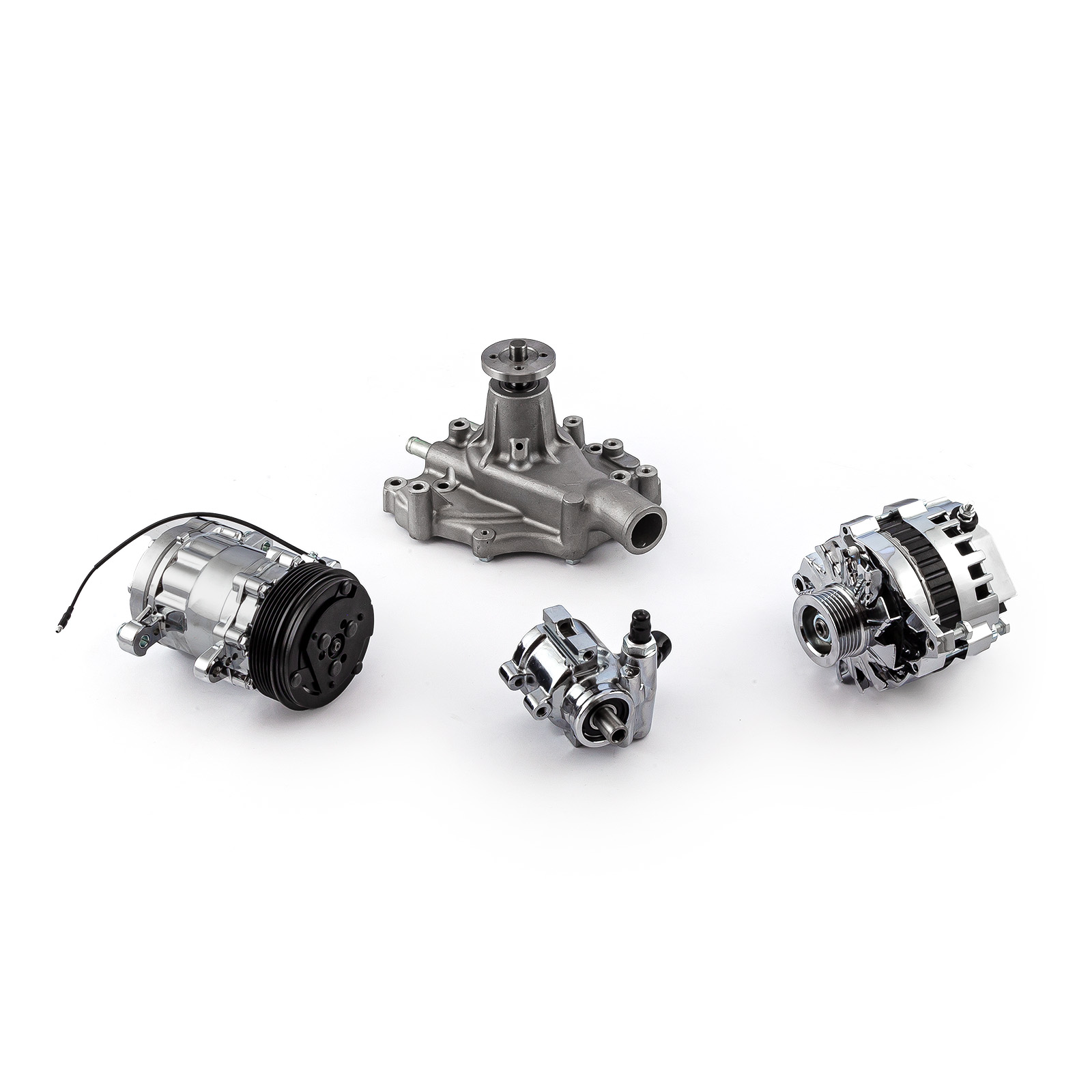 Speedmaster® 1-673-003-01 Ford SB 289 302 351w Aluminum Complete Serpentine Belt Drive System Kit [Polished]