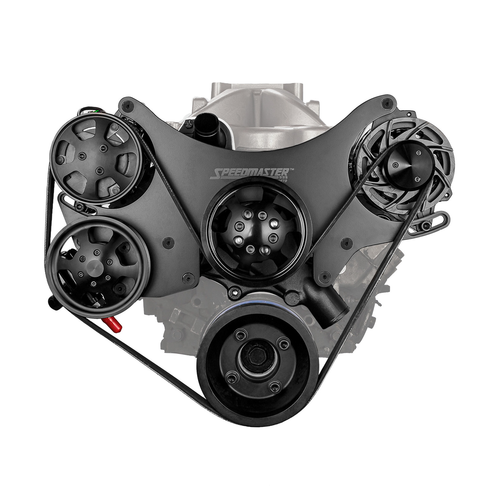 Ford SB 289 302 351w Aluminum Complete Serpentine Belt Drive System Kit [Black]
