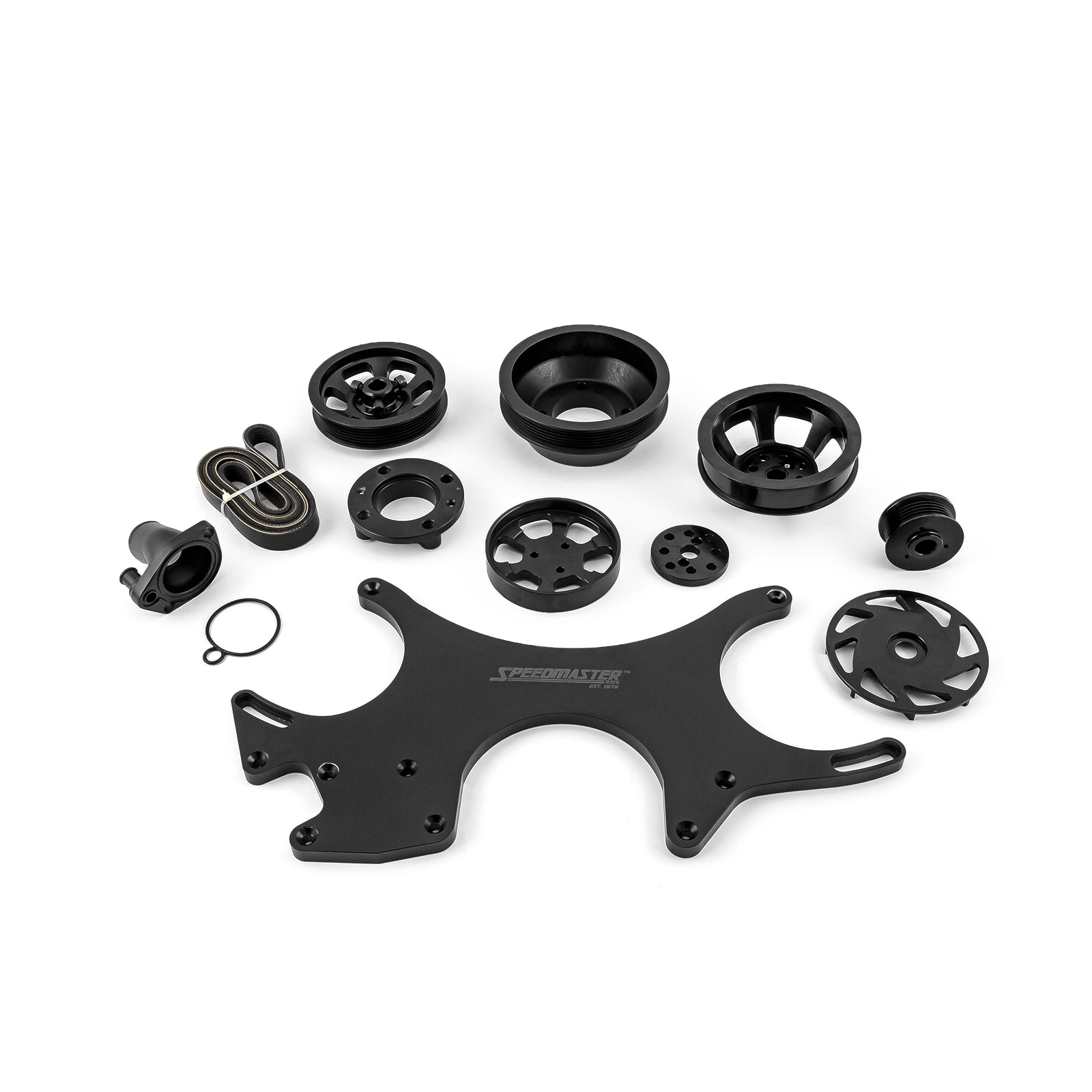 Speedmaster® 1-673-003-02 Ford SB 289 302 351w Aluminum Complete Serpentine Belt Drive System Kit [Black]