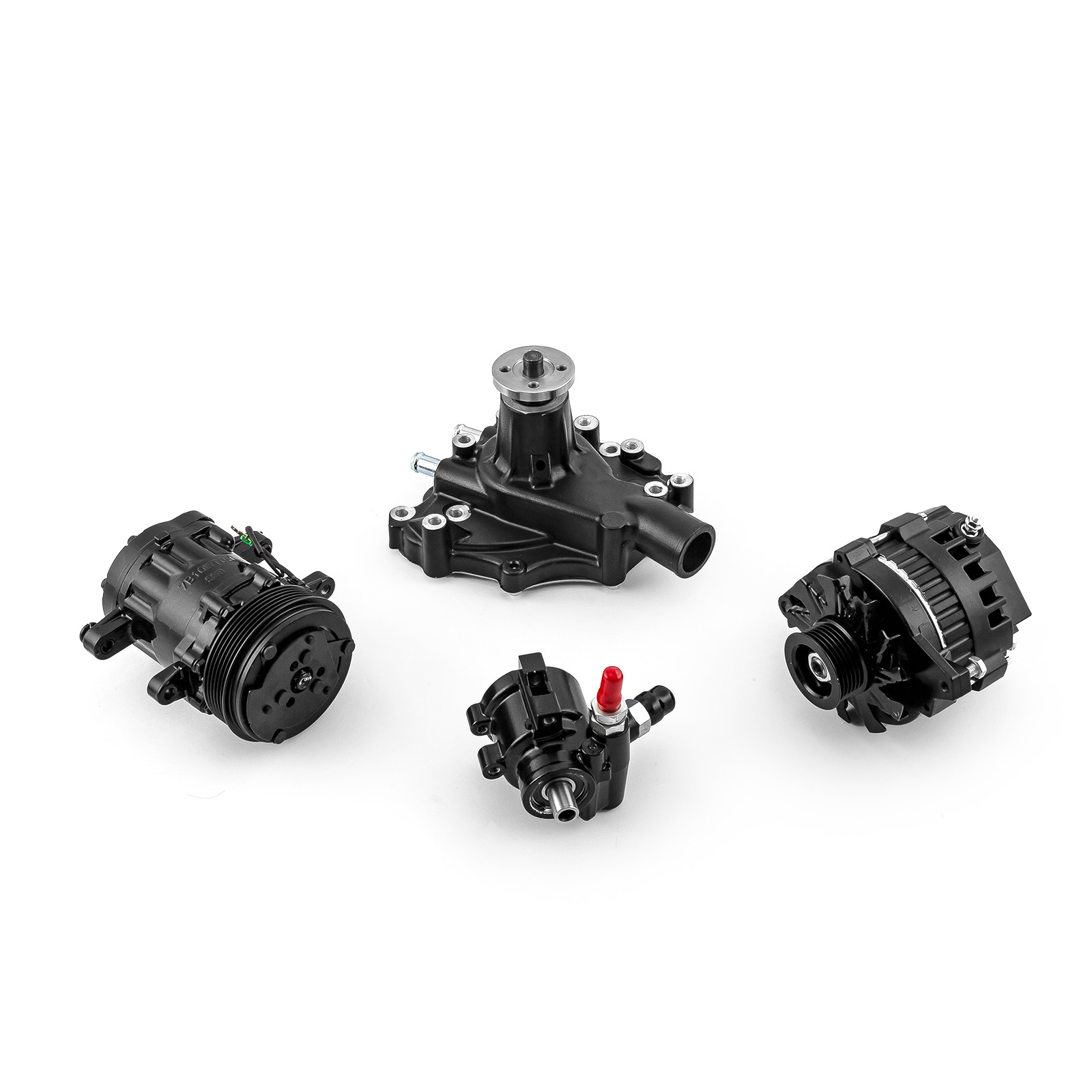 Speedmaster® 1-673-003-02 Ford SB 289 302 351w Aluminum Complete Serpentine Belt Drive System Kit [Black]